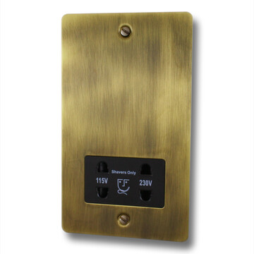 Flat Antique Brass Shaver Socket