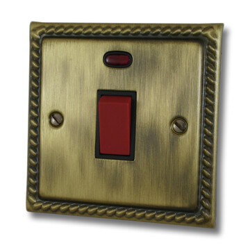 Georgian Antique Brass 45 Amp Single Switch