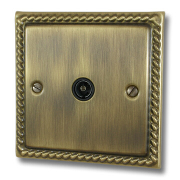 Georgian Antique Brass TV Socket (1 Gang)