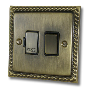 Georgian Antique Brass Switched Fused Spur  No Neon
