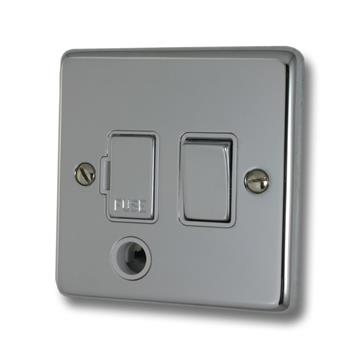 Polished Chrome Switched Fused Spur with Flex Outlet (White Insert/Chrome Switch)