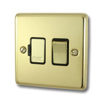 Contour Polished Brass Switched Fused Spur (Brass Switch)