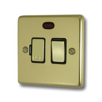 Contour Polished Brass Switched Fused Spur with Neon (Brass Switch)