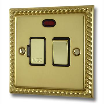 Monarch Polished Brass Switched Fused Spur with Neon