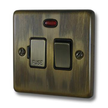 Antique Brass Switched Fused Spur with Neon (Antique Brass Switch)