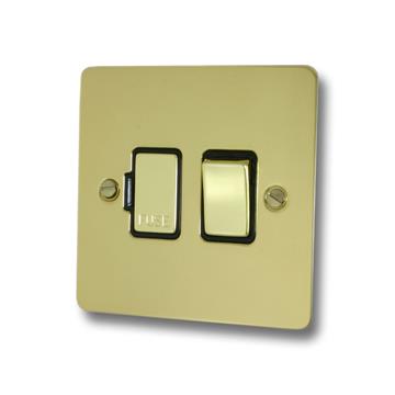 Flat Polished Brass Switched Fused Spur (Brass Switch)
