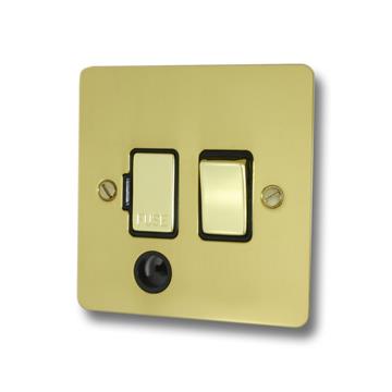 Flat Polished Brass Switched Fused Spur with Flex Outlet (Brass Switch)