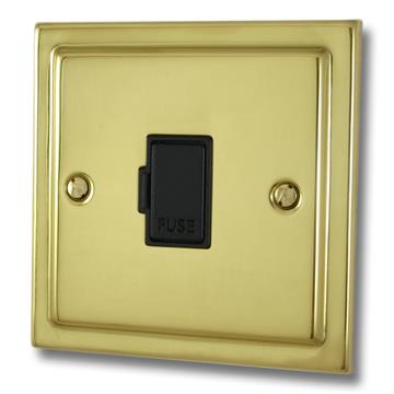 Polished Brass Unswitched Fused Spur (Black Insert)