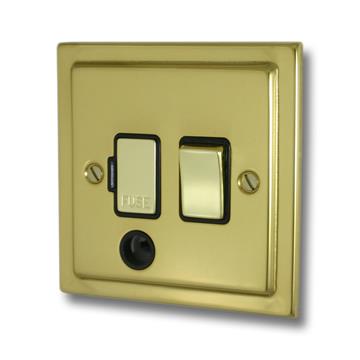 Polished Brass Switched Fused Spur with Flex Outlet (Brass Switch)