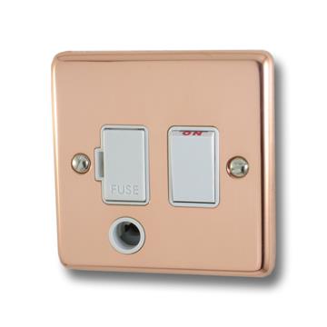 Contour Copper Switched Fused Spur with Flex Outlet (White Switch)