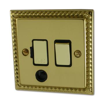 Monarch Polished Brass Switched Fused Spur with Flex Outlet No Neon