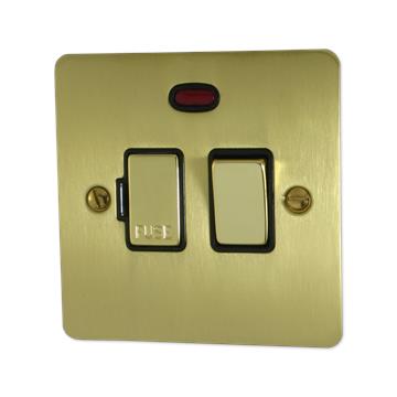Flat Satin Brass Switched Fused Spur - Neon