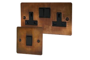 Flatline Tarnished Copper Sockets and Switches-Flat Tarnished Copper Sockets and Switches