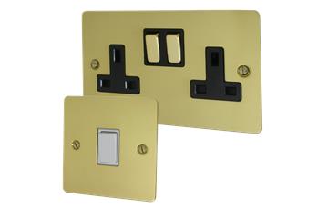 Flatline Polished Brass Sockets and Switches-Flat Polished Brass Sockets and Switches