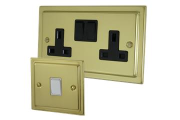 Trimline Polished Brass Sockets and Switches-Victorian Polished Brass Sockets and Switches
