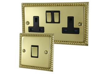Monarch Polished Brass Sockets and Switches-Georgian Polished Brass Sockets and Switches