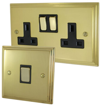 Art Deco Polished Brass Sockets and Switches
