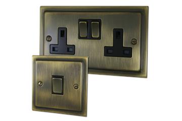 Trimline Antique Brass Sockets and Switches-Victorian Antique Brass Sockets