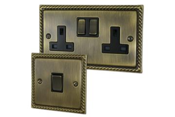 Monarch Antique Brass Sockets and Switches-Georgian Antique Brass Sockets