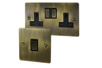 Flatline Antique Brass Sockets and Switches-Flat Antique Brass Sockets and Switches