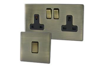 Screwless Antique Brass Sockets and Switches