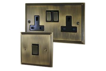 Victorian Antique Brass Sockets and Switches-Cast Antique Brass Sockets and Switches