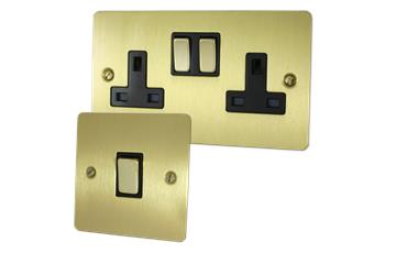Flatline Satin Brass Sockets and Switches-Flat Satin Brass Sockets and Switches