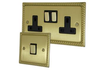 Monarch Satin Brass Sockets and Switches-Georgian Satin Brass Sockets and Switches