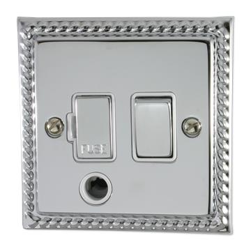 Monarch Polished Chrome Switched Fused Spur with Flex Outlet (White Insert/Chrome Switch)