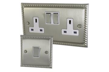 Monarch Brushed Nickel Sockets and Switches-Georgian Brushed Nickel Sockets and Switches