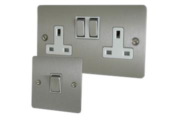 Flat Stainless Steel Sockets and Switches-Flat Brushed Steel Sockets and Switches
