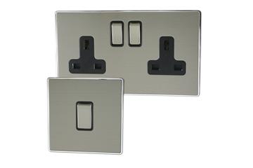 Screwless Brushed Steel Sockets and Switches-Lexus Screwless Brushed Steel Sockets And Switches