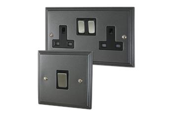 Victorian Pewter Sockets and Switches-Victorian Pewter Cast Sockets and Switches