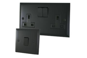 Victorian Black Sockets and Switches-Victorian Cast Matt Black