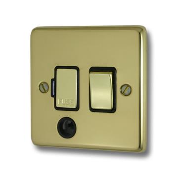 Contour Polished Brass Fused Spur with Flex Outlet (Brass Switch)