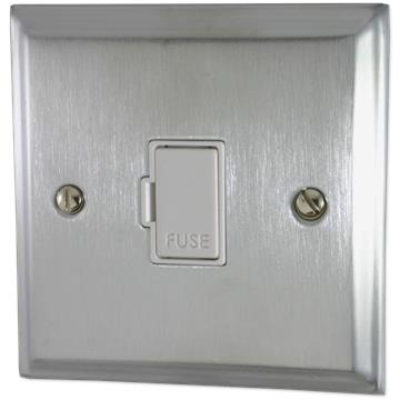 Deco Satin chrome Unswitched Fused Spur (White Insert)
