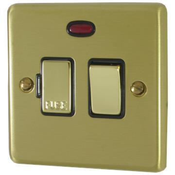 Satin Brass Switched Fused Spur (Neon/Brass Switch)