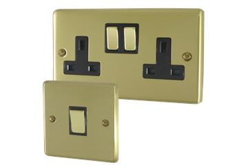 Contour Satin Brass Sockets and Switches