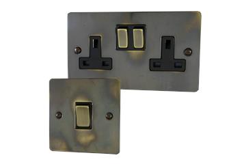 Flatline Aged Sockets and Switches-Flat Aged Brass Sockets and Switches