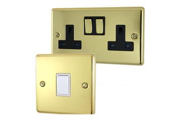 Contour Polished Brass Hand Waxed Sockets and Switches-Contour Polished Brass Hand Waxed CAT