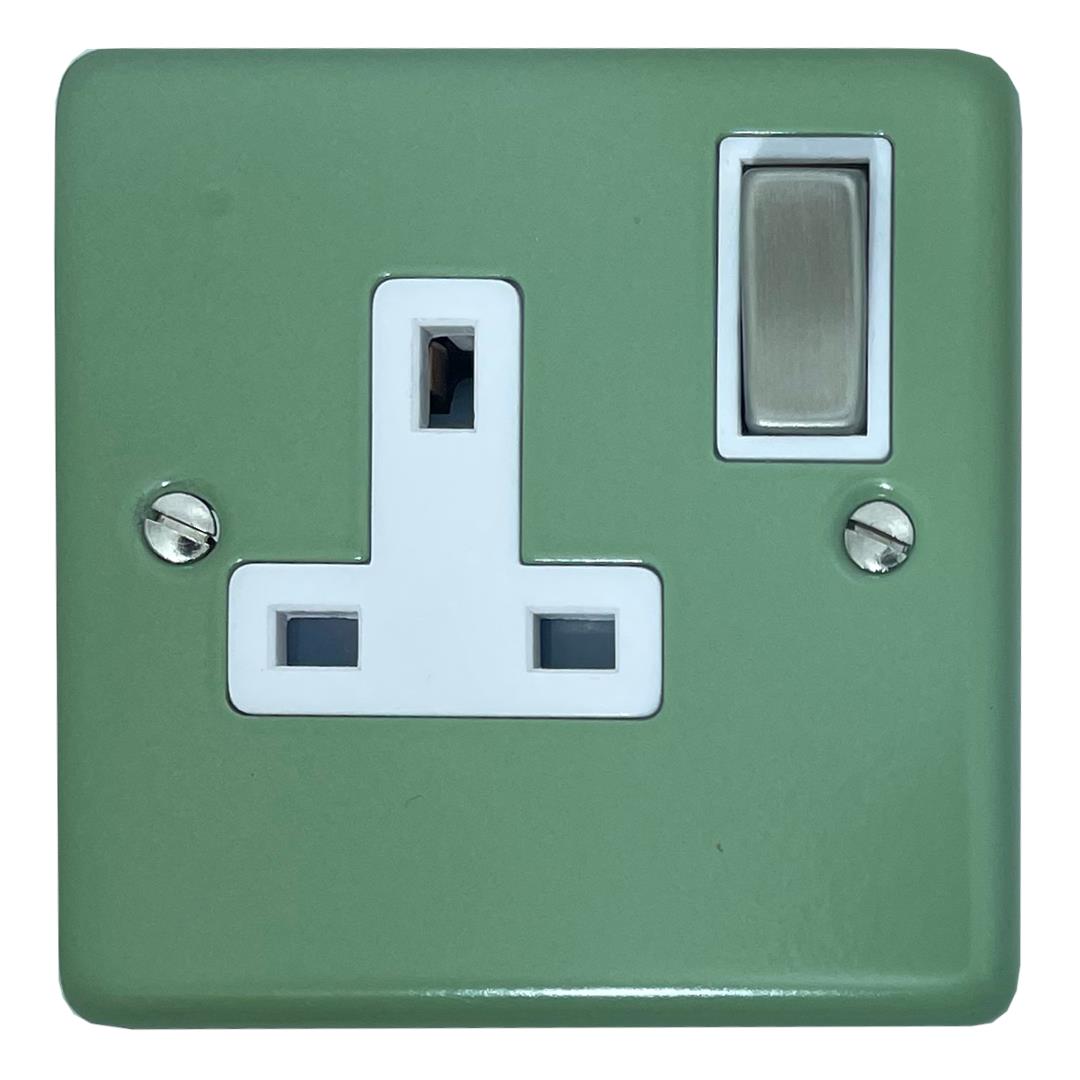 Contoured Rounded Plug Socket Contour Sage Green Sockets and Switches