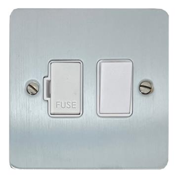 Flat Satin Chrome Switched Fused Spur (White Insert/White Switch)