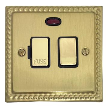 Monarch Satin Brass Switched Fused Spur with Neon (Brass Switch)