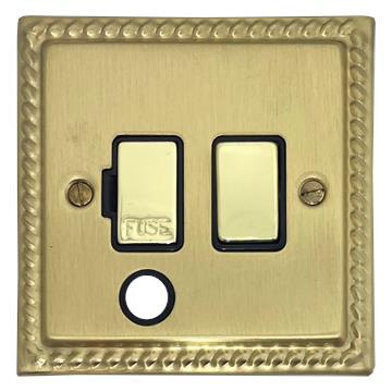 Monarch Satin Brass Switched Fused Spur with Flex Outlet (Brass Switch)