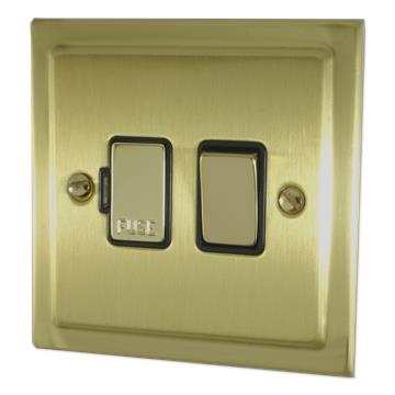 Trimline Satin Brass Switched Fused Spur (Brass Switch)