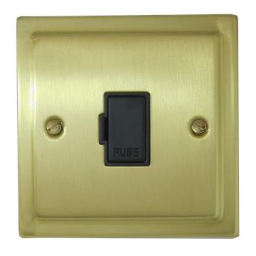Trimline Satin Brass Unswitched Fused Spur (Black Insert)