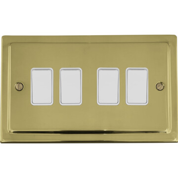 polished brass light switch (4 gang/white switches) front fc20825