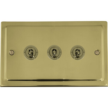 polished brass toggle switch (3 gang) front fc20825