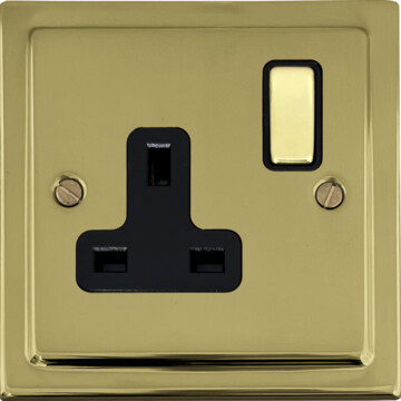 polished brass single socket (brass switch) front fc20825