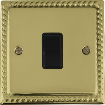 monarch polished brass light switch (1 gang/black switch) front fc20825
